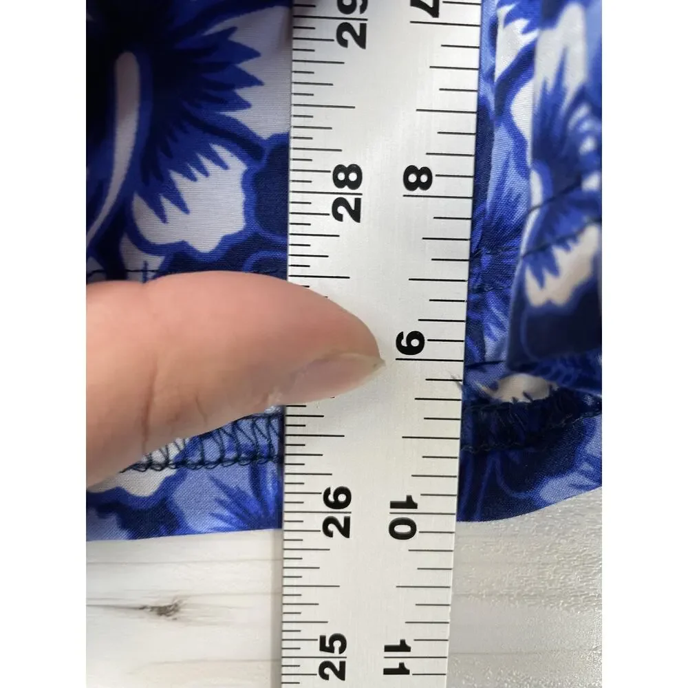Banana Boat Swim Trunks Boys 12 Blue White Hibiscus Floral‎ Board Shorts UPF50+